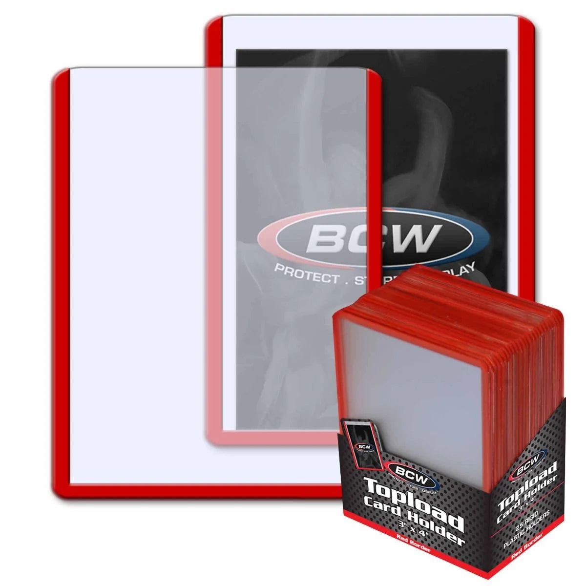 BCW 3x4 Topload Card Holder - Red Border (25 Holders)