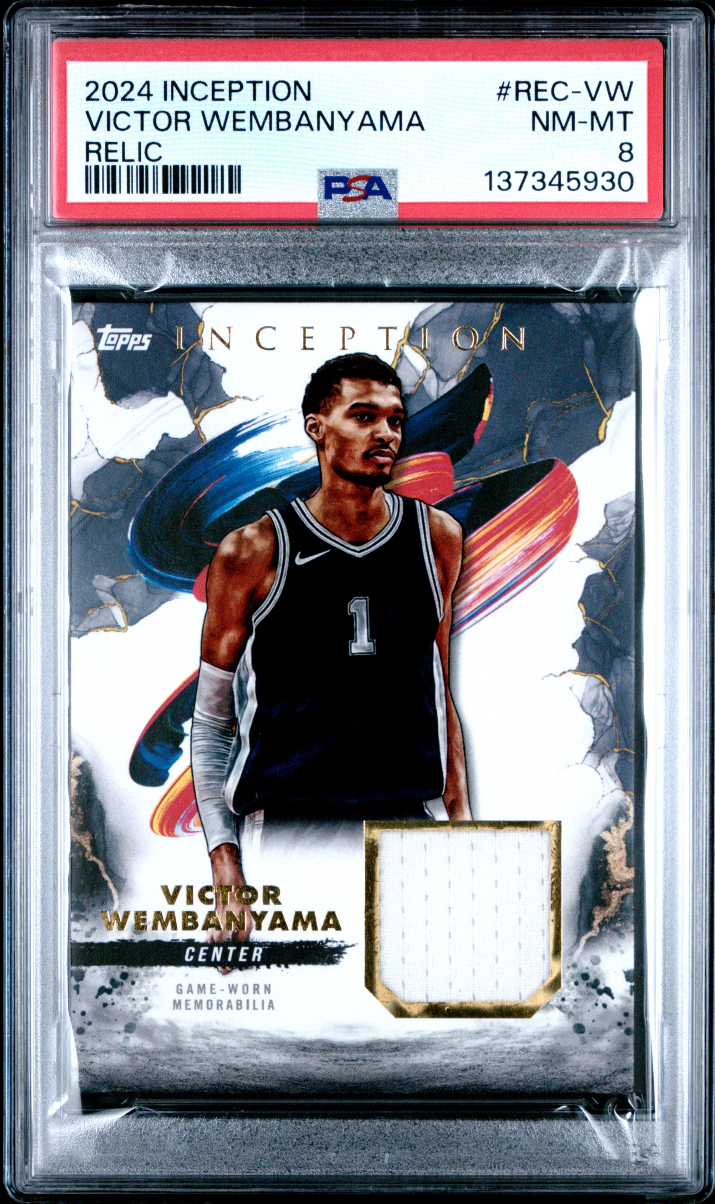 2024 TOPPS INCEPTION RELICS #REC-VW VICTOR WEMBANYAMA PSA 8
