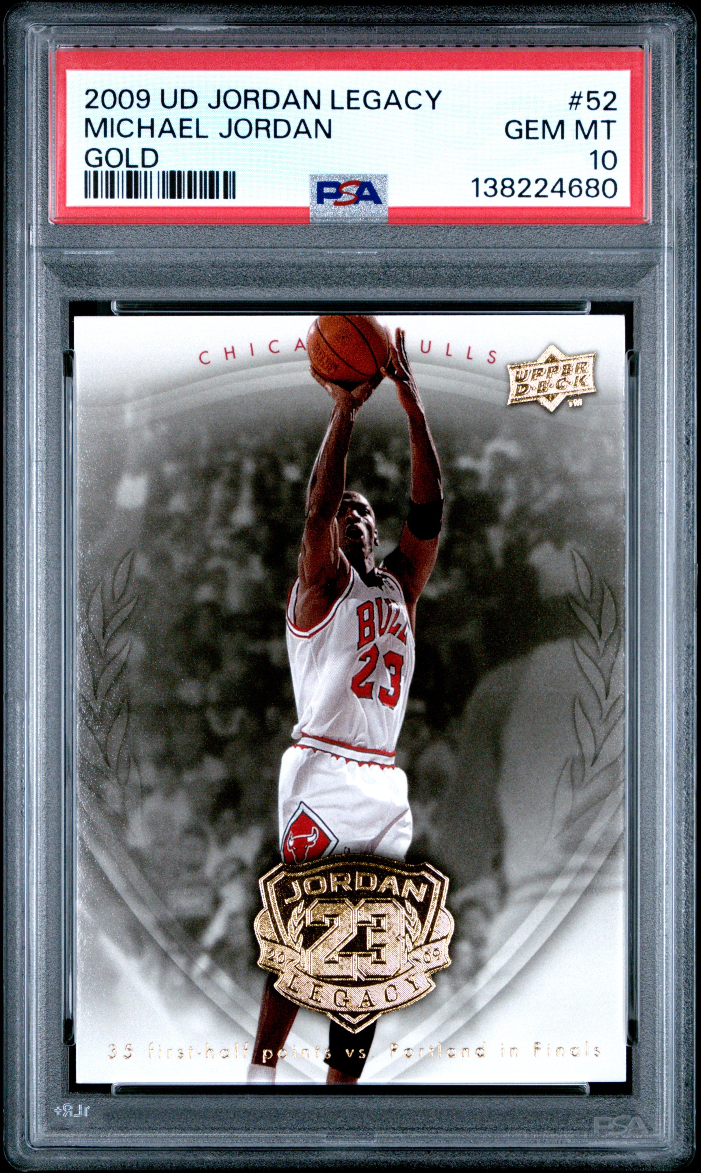 2009 UPPER DECK JORDAN LEGACY GOLD #52 MICHAEL JORDAN GOLD PSA 10
