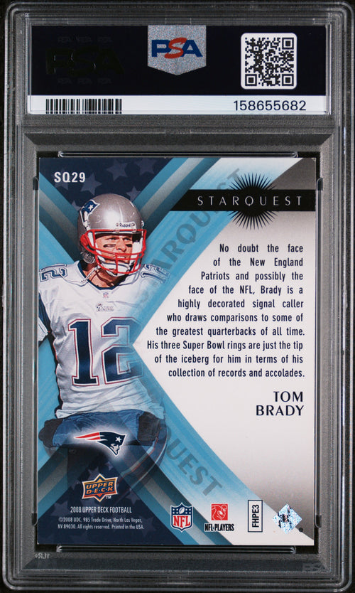 2008 UPPER DECK STARQUEST #SQ29 TOM BRADY RAINBOW BLUE PSA 6