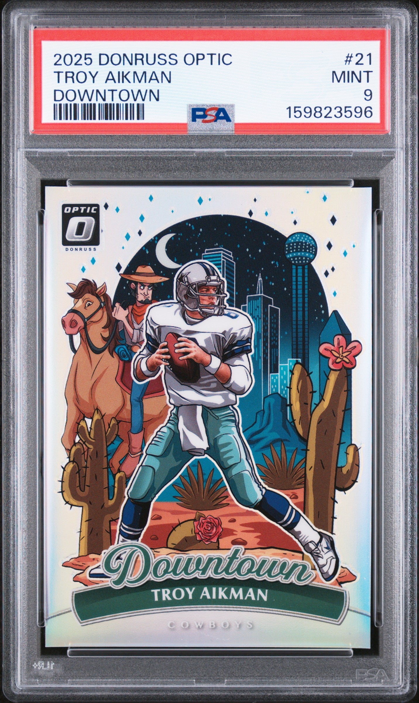 2025 PANINI DONRUSS OPTIC DOWNTOWN #21 TROY AIKMAN PSA 9