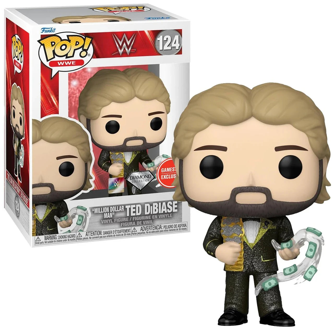 Funko Pop: WWE - "Million Dollar Man" Ted DiBIASE Figure #124 (Diamond Exclusive) - Nerd Blvd