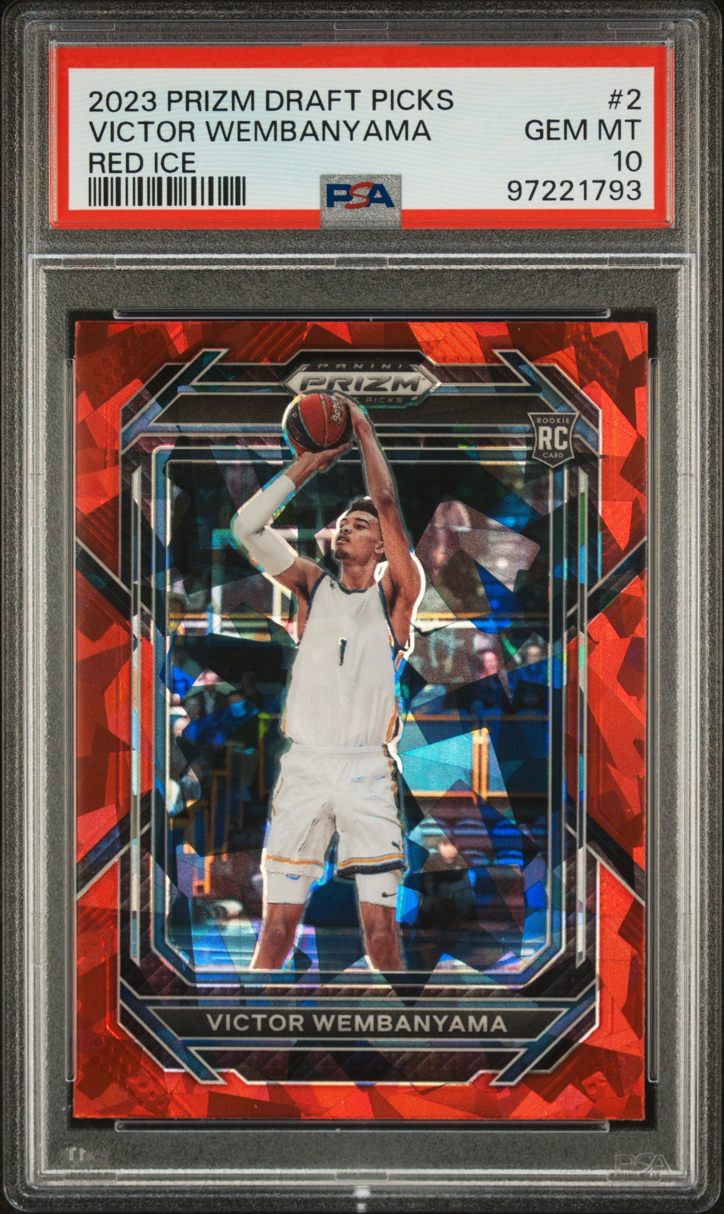 2023 PANINI PRIZM DRAFT PICKS #2 VICTOR WEMBANYAMA RED ICE PSA 10