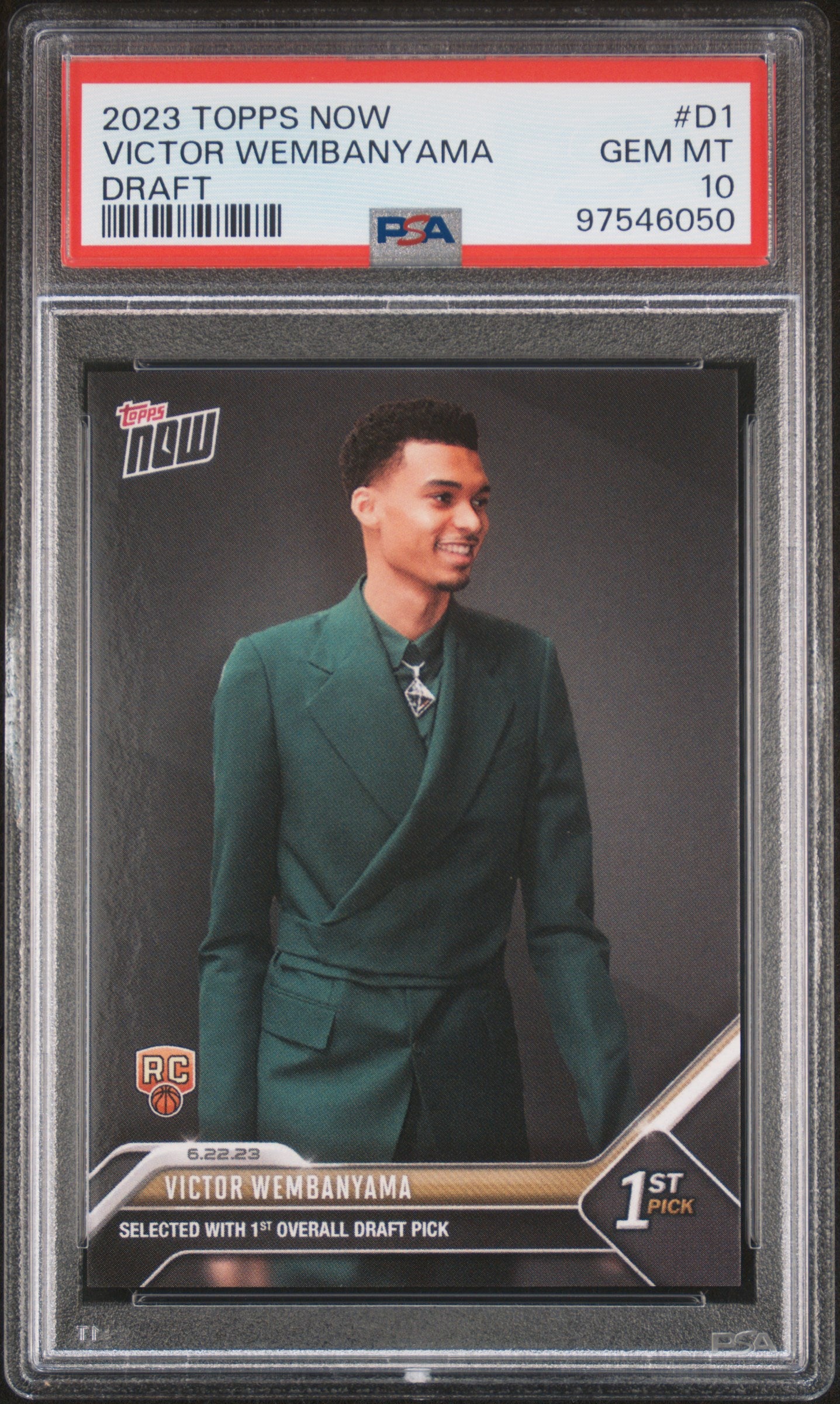 2023 TOPPS NOW DRAFT #D1 VICTOR WEMBANYAMA PSA 10