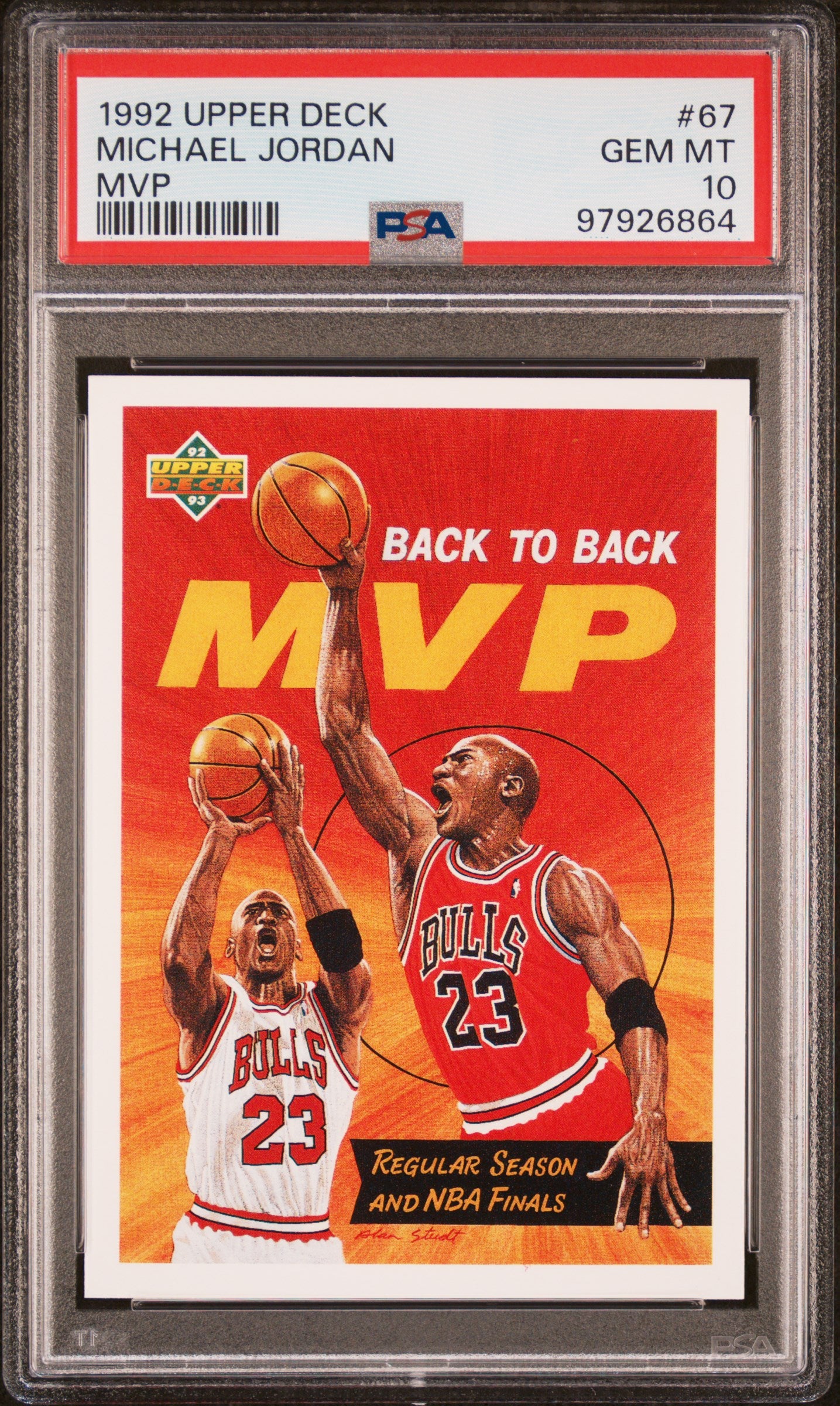 1992 UPPER DECK #67 MICHAEL JORDAN MVP PSA 10