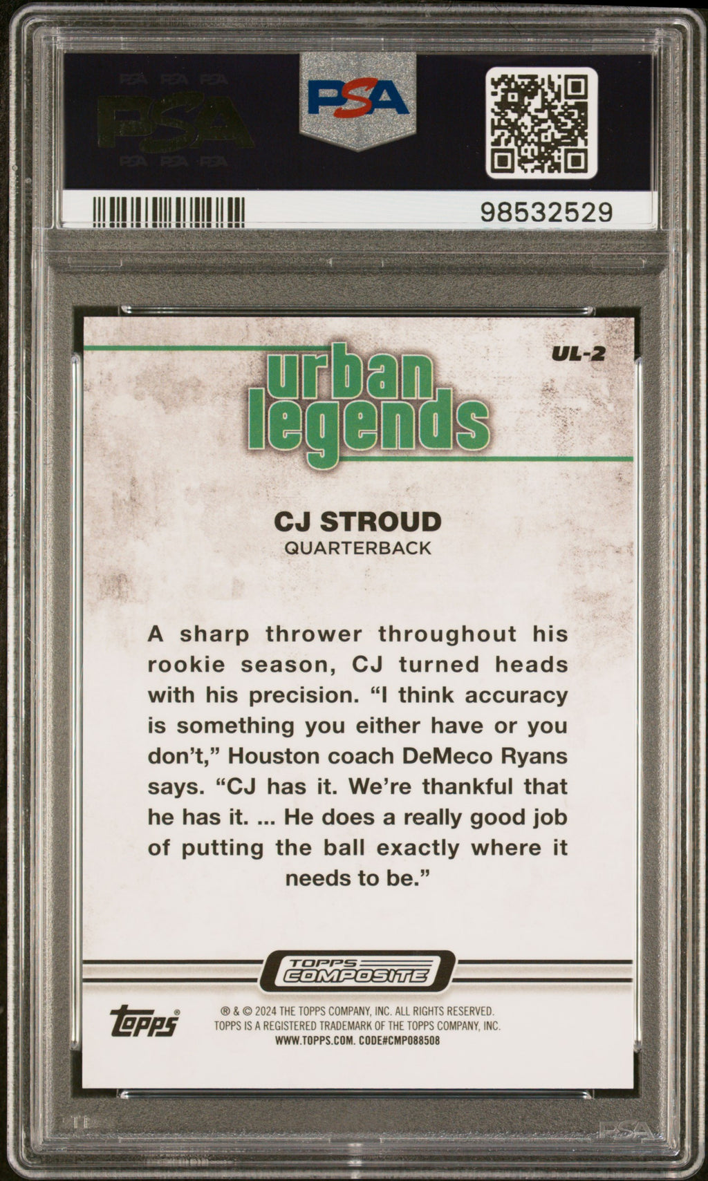 2023 TOPPS COMPOSITE URBAN LEGENDS #UL2 CJ STROUD PSA 9