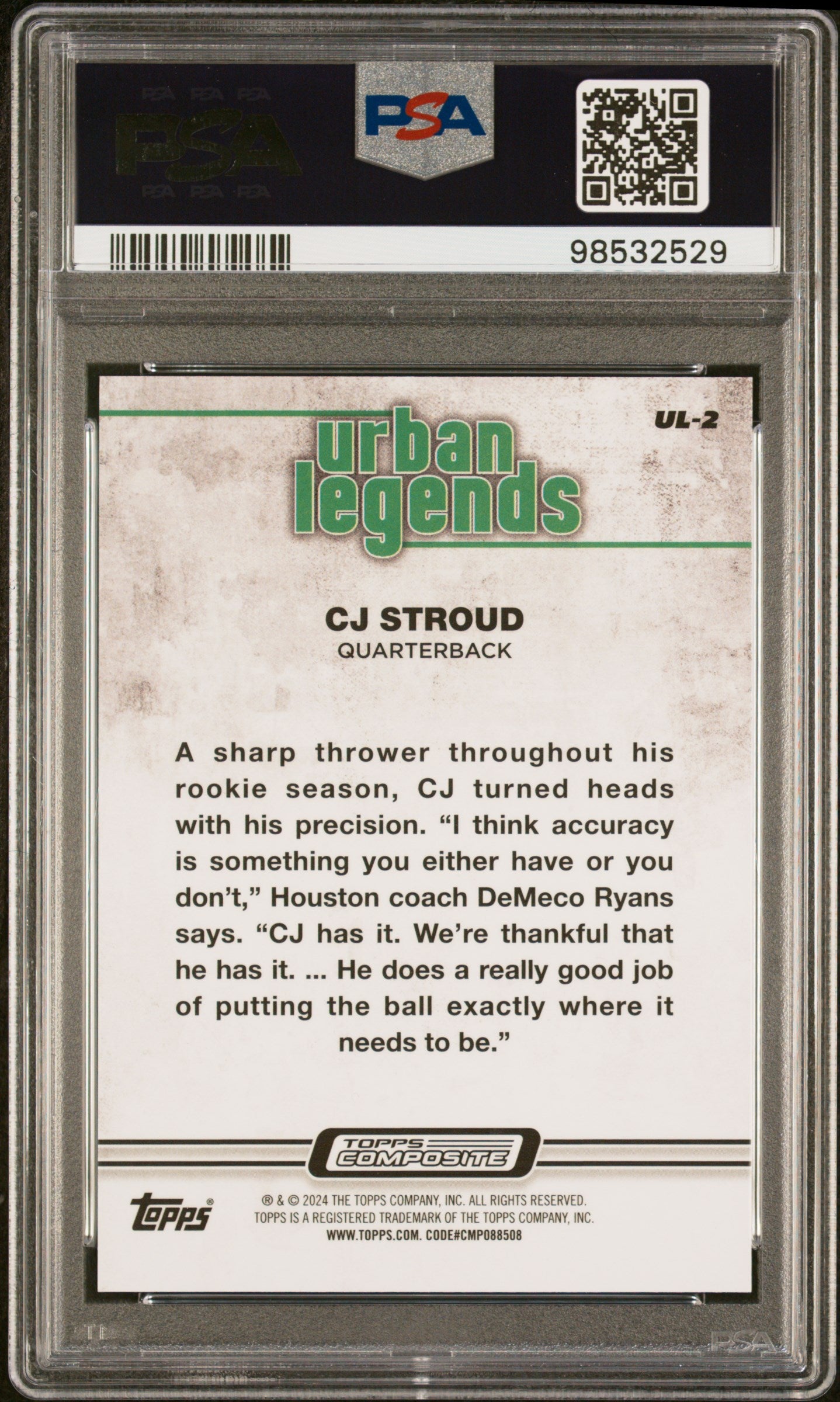 2023 TOPPS COMPOSITE URBAN LEGENDS #UL2 CJ STROUD PSA 9