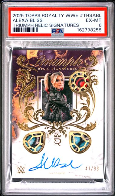 2025 TOPPS ROYALTY WWE TRIUMPH RELIC SIGNATURES #TRSABL ALEXA BLISS PSA 6