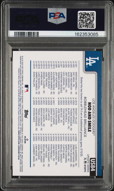 2025 TOPPS UPDATE #84 SHOHEI OHTANI HOLO FOIL PSA 9