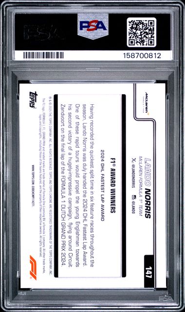2025 TOPPS CHROME FORMULA 1 #147 LANDO NORRIS BLACK AND WHITE LAZER PSA 10