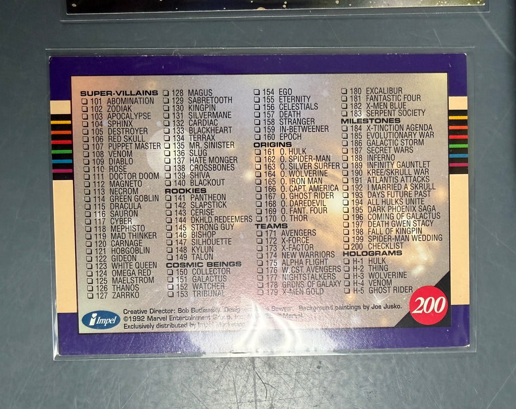 1992 Impel Marvel Universe Series 3 Card Set of 200 - Complete Set