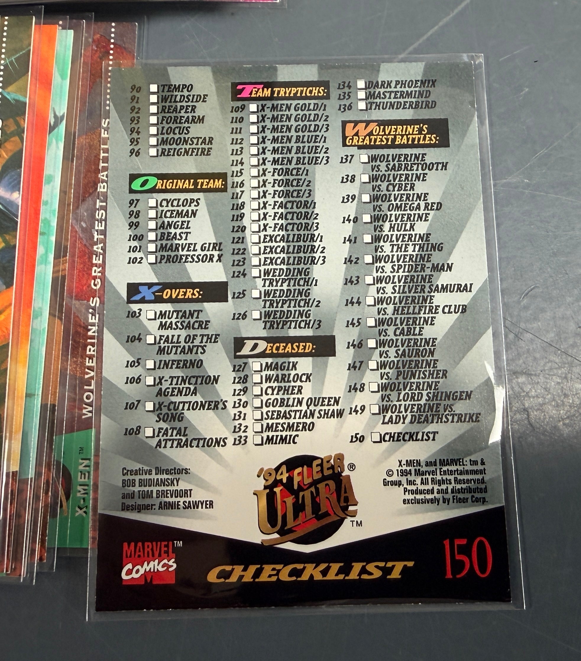 1994 Fleer Ultra X-Men Card Set of 150 Base Cards - 1-150