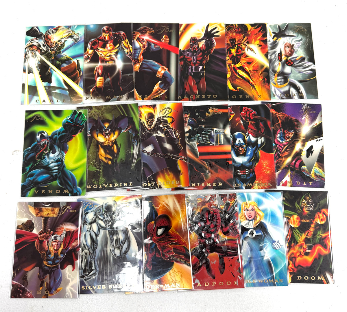 1994 Flair Marvel Universe Card Set of 18 Power Blast Inserts 1-18
