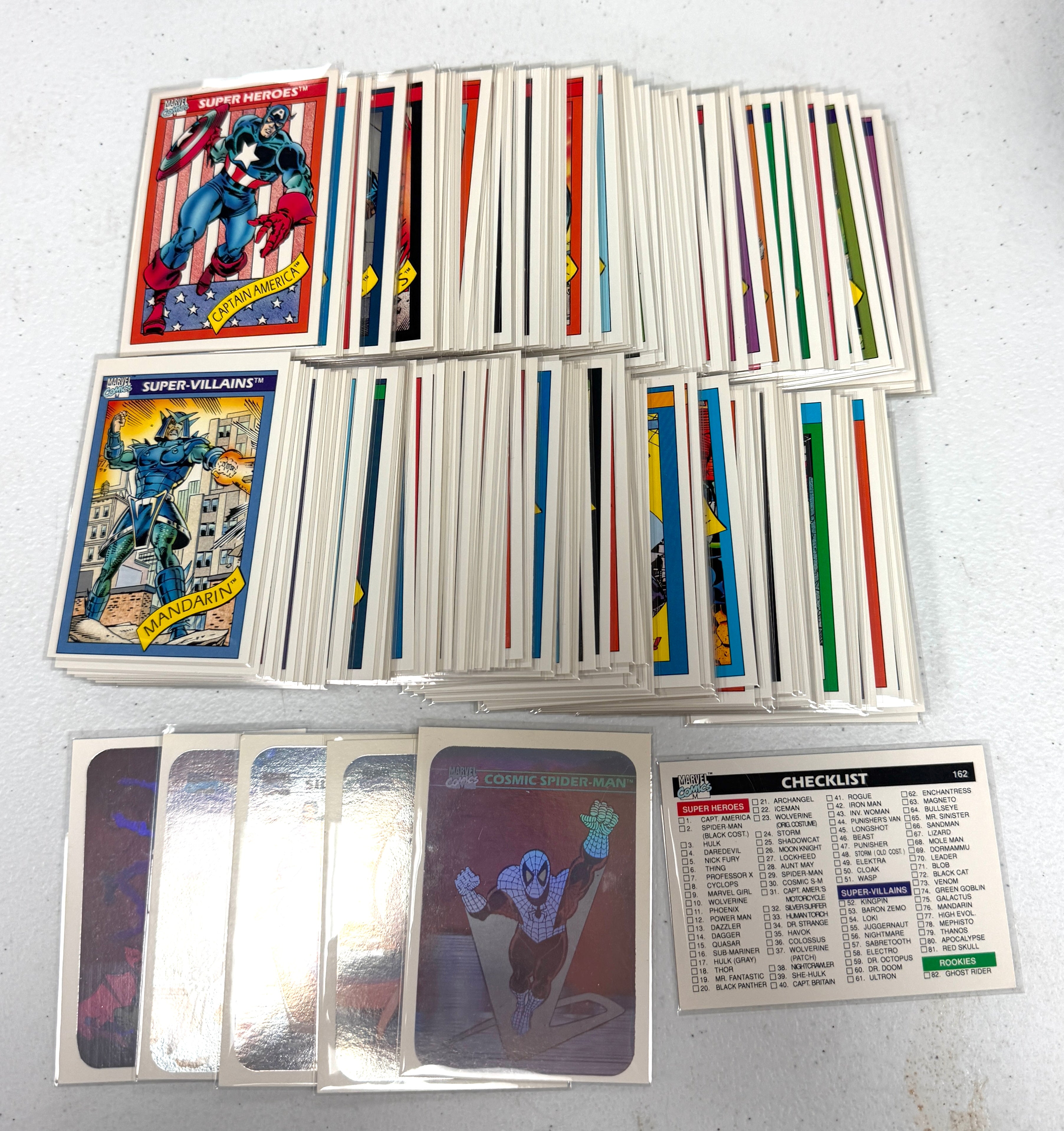1990 Impel Marvel Comics Card Complete Set of 1-162 w/ All 5 Holograms Inserts