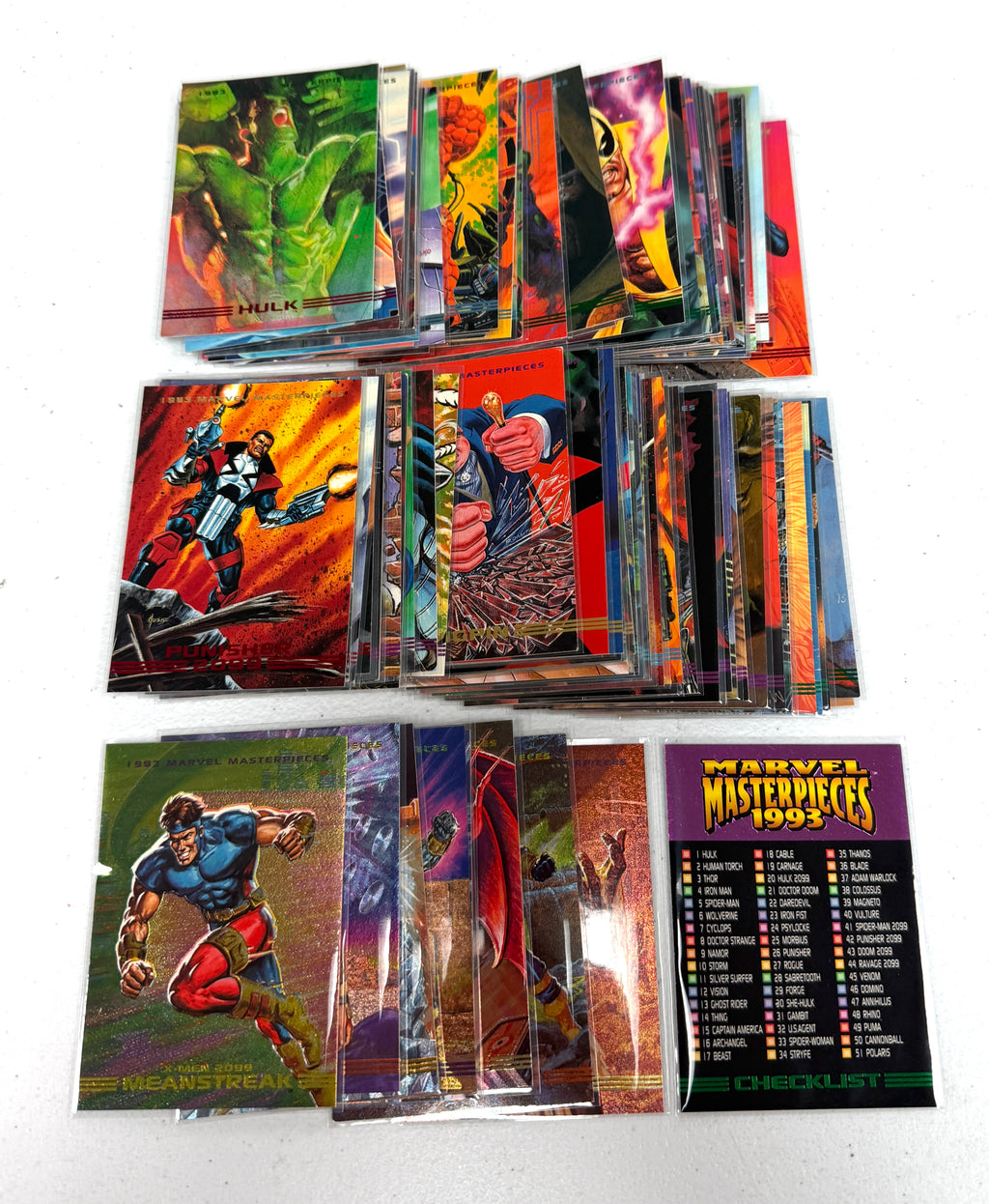1993 Marvel Masterpieces Card Complete Set of 1-90 + X-Men 2099 8 Dyna-Etch Inserts