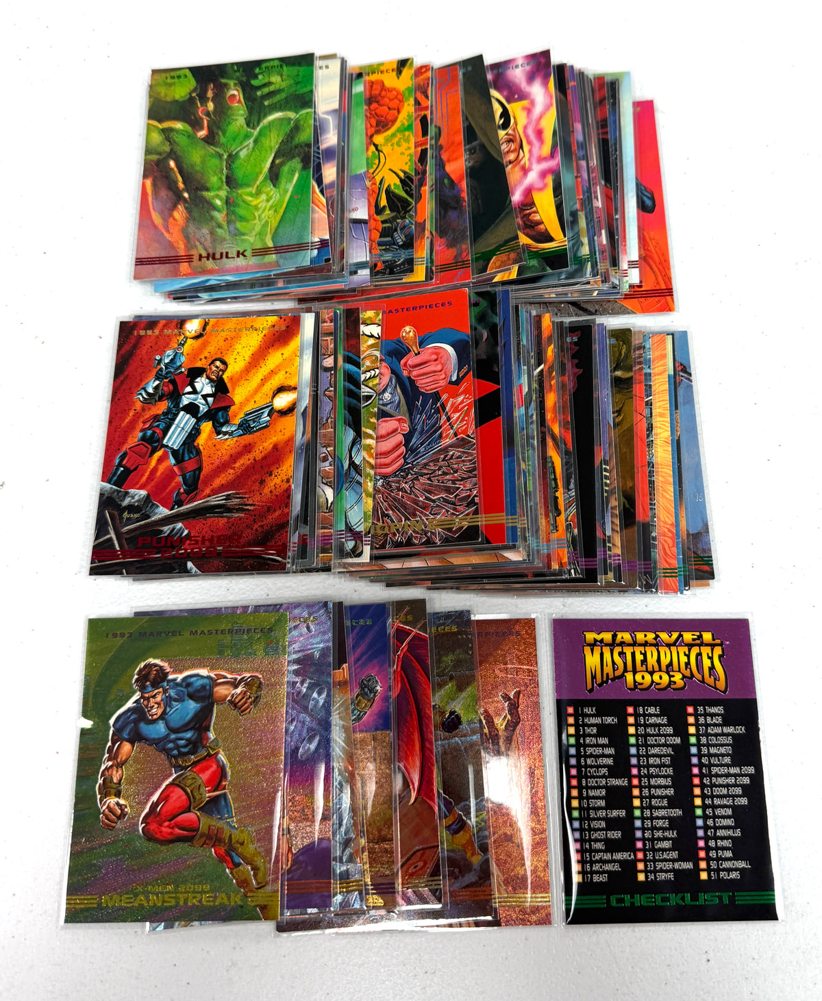 1993 Marvel Masterpieces Card Complete Set of 1-90 + X-Men 2099 8 Dyna-Etch Inserts