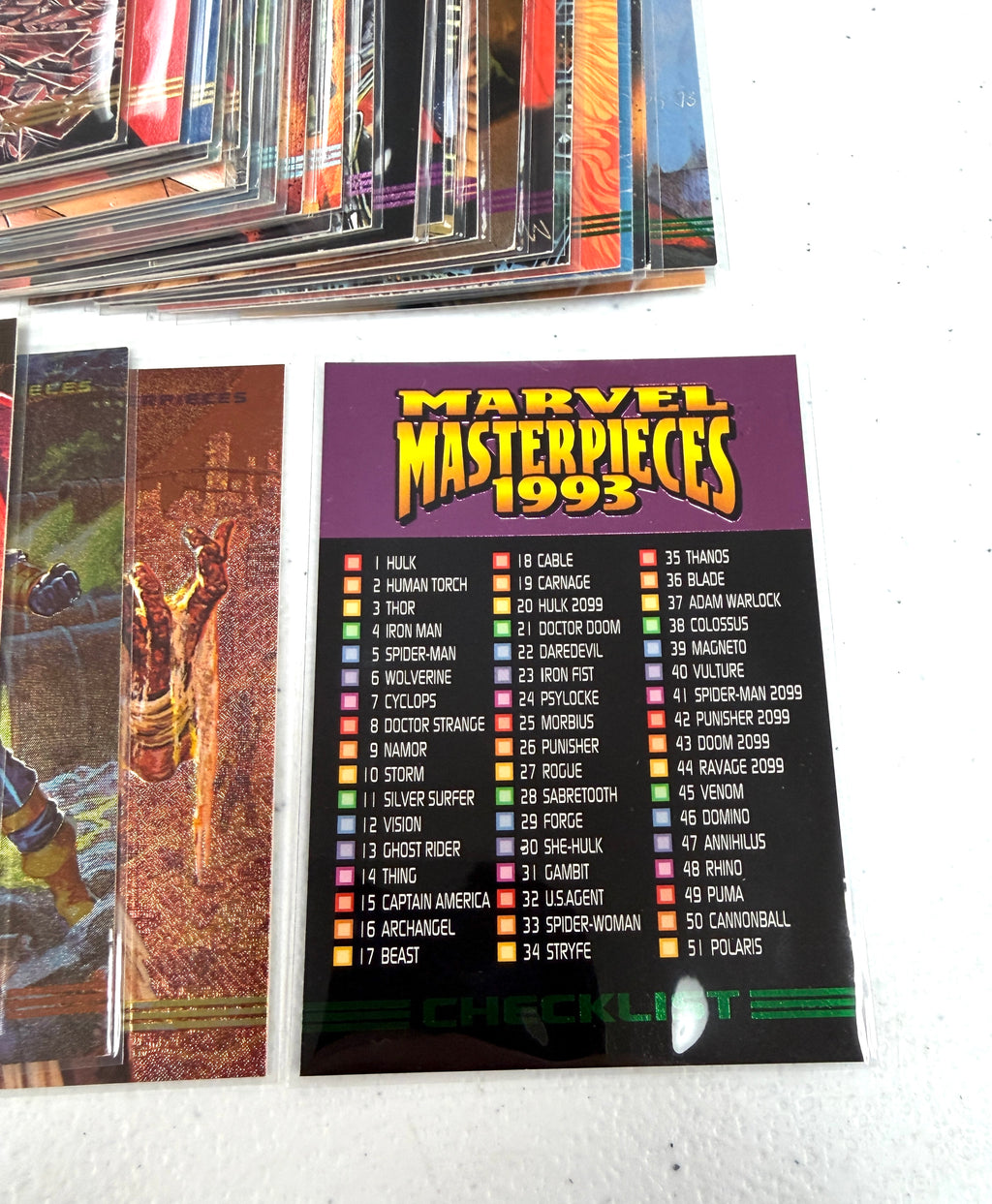 1993 Marvel Masterpieces Card Complete Set of 1-90 + X-Men 2099 8 Dyna-Etch Inserts