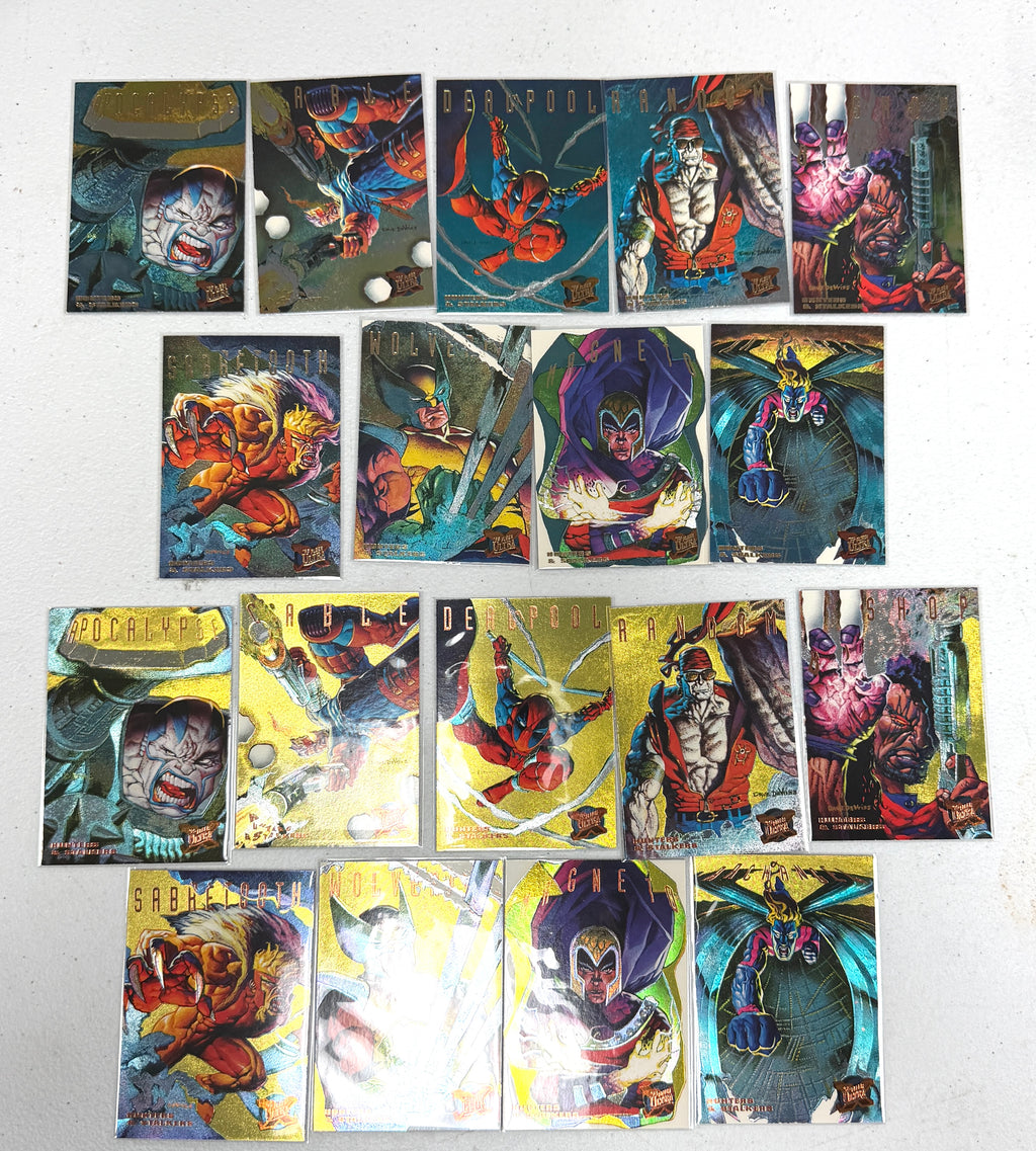 1995 Fleer Ultra X-Men Complete Set of Inserts 9 Hunters Stalkers - Rainbow & Gold Sets