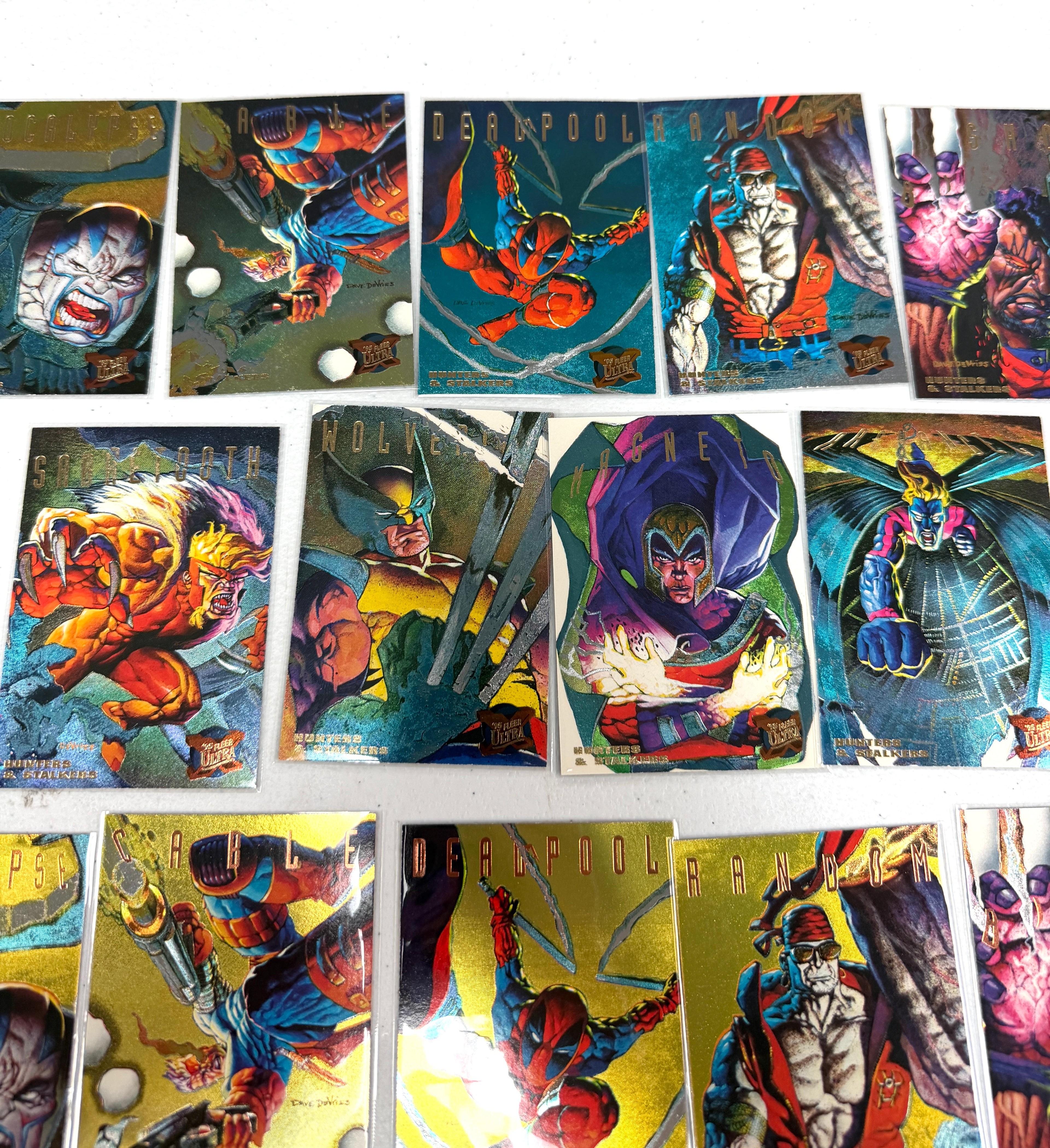 1995 Fleer Ultra X-Men Complete Set of Inserts 9 Hunters Stalkers - Rainbow & Gold Sets