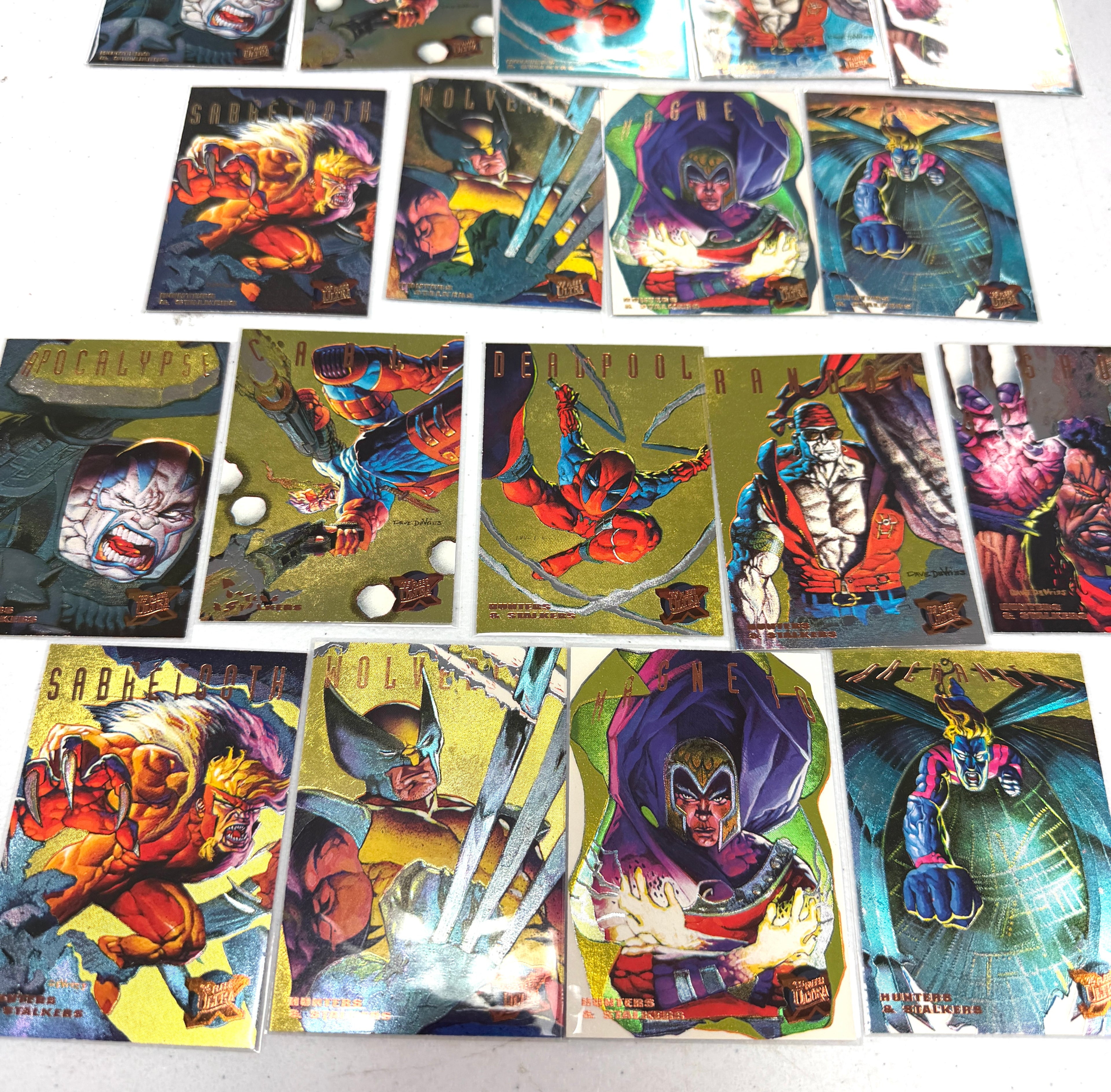 1995 Fleer Ultra X-Men Complete Set of Inserts 9 Hunters Stalkers - Rainbow & Gold Sets