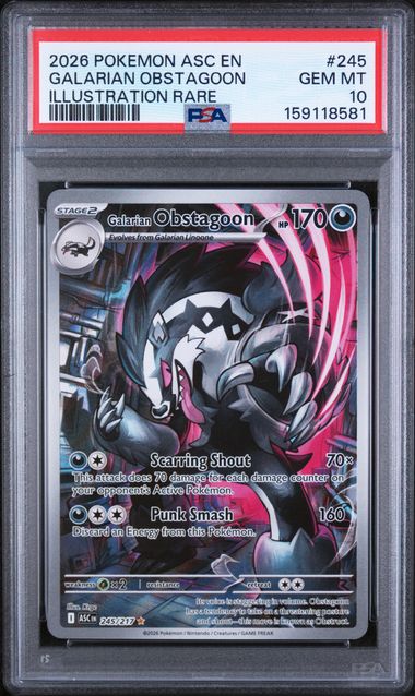 2026 POKEMON ASC EN-ASCENDED HEROES #245 GALARIAN OBSTAGOON ILLUSTRATION RARE PSA 10