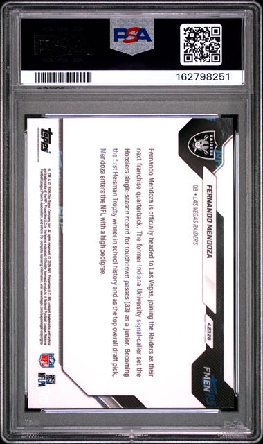 2026 TOPPS NOW #FMEN FERNANDO MENDOZA PSA 10