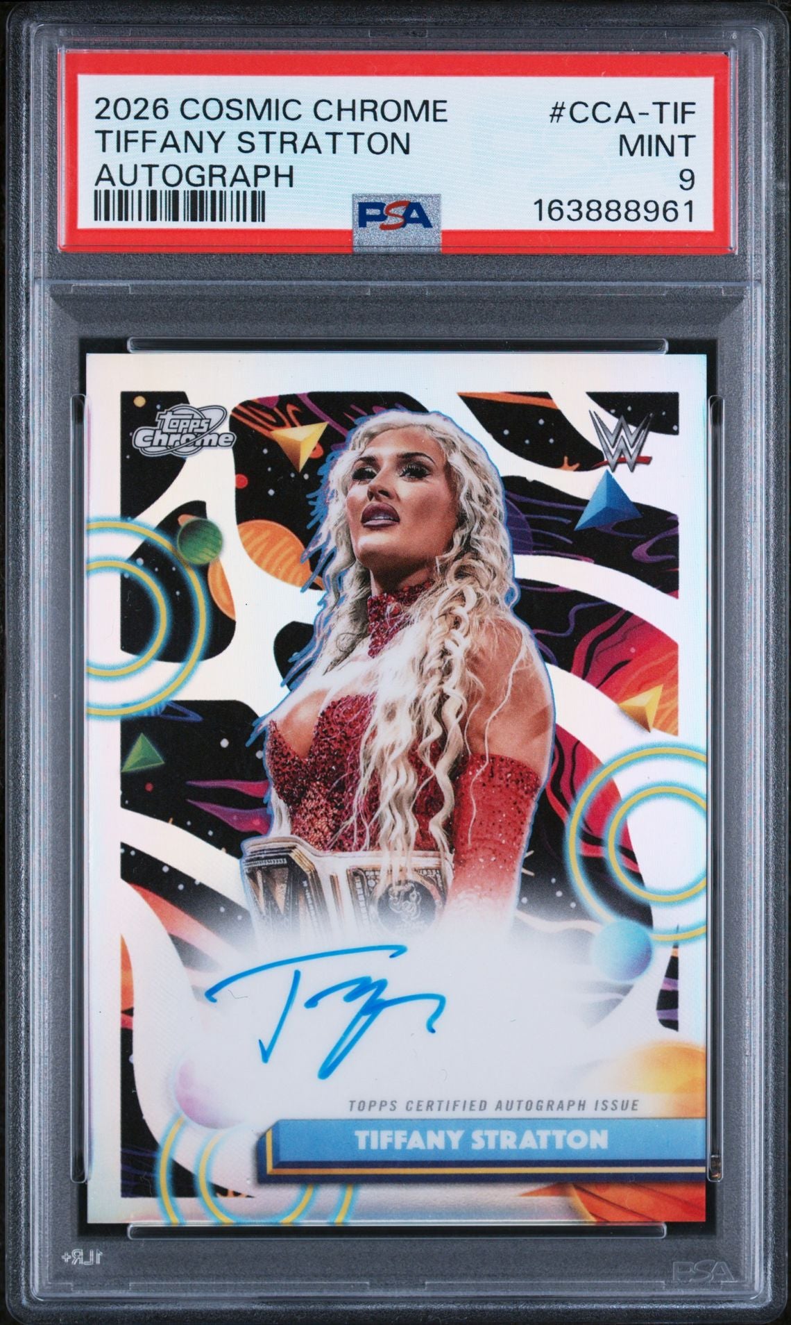 2026 Topps Cosmic Chrome WWE Tiffany Stratton Auto #CCA-TIF PSA 9
