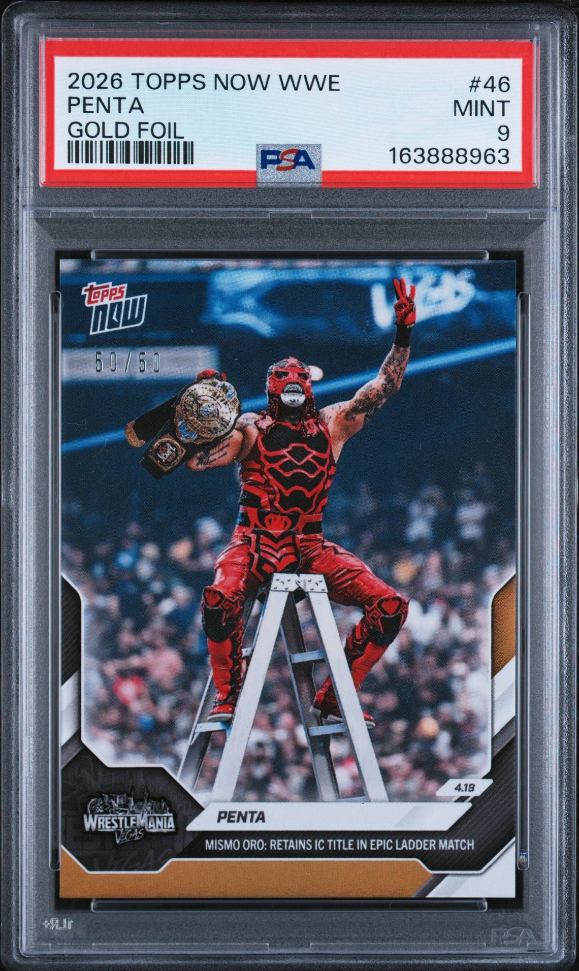 2026 Topps Now WWE Penta Gold Foil 50/50 PSA 9