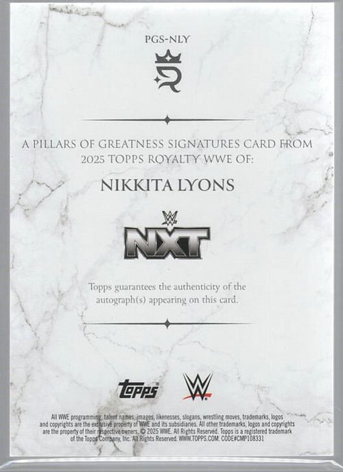 2025 Topps Royalty WWE Nikkita Lyons AUTO /99 Pillars Of Greatness Signatures