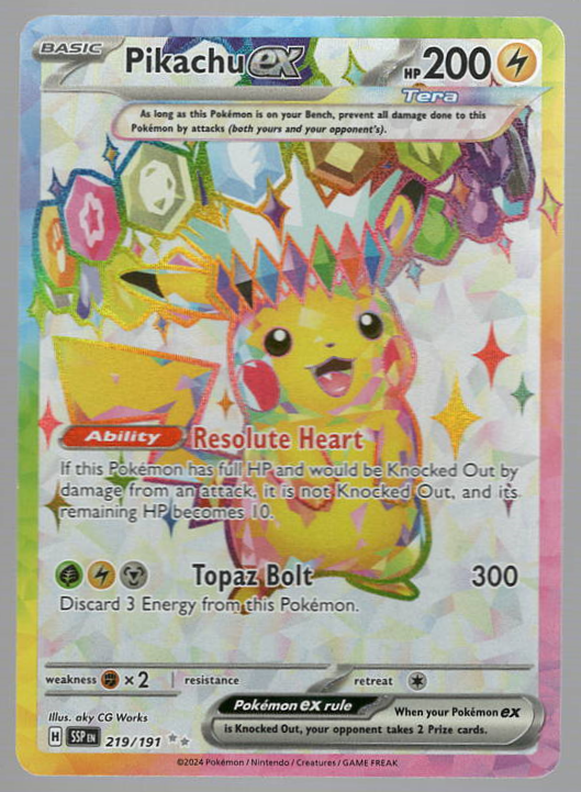 Pokemon Pikachu ex 219/191 Surging Sparks Holo Ultra Rare NM/M