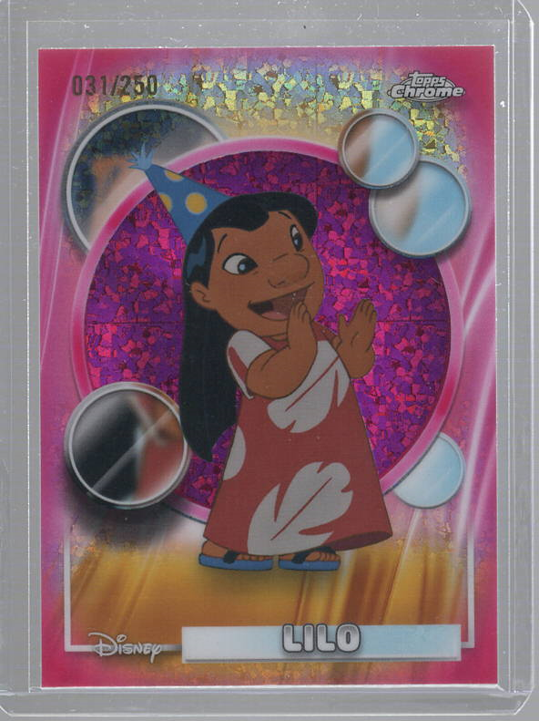 2026 Topps Chrome Disney Lilo Pink Mini-Diamond Refractor 031/250