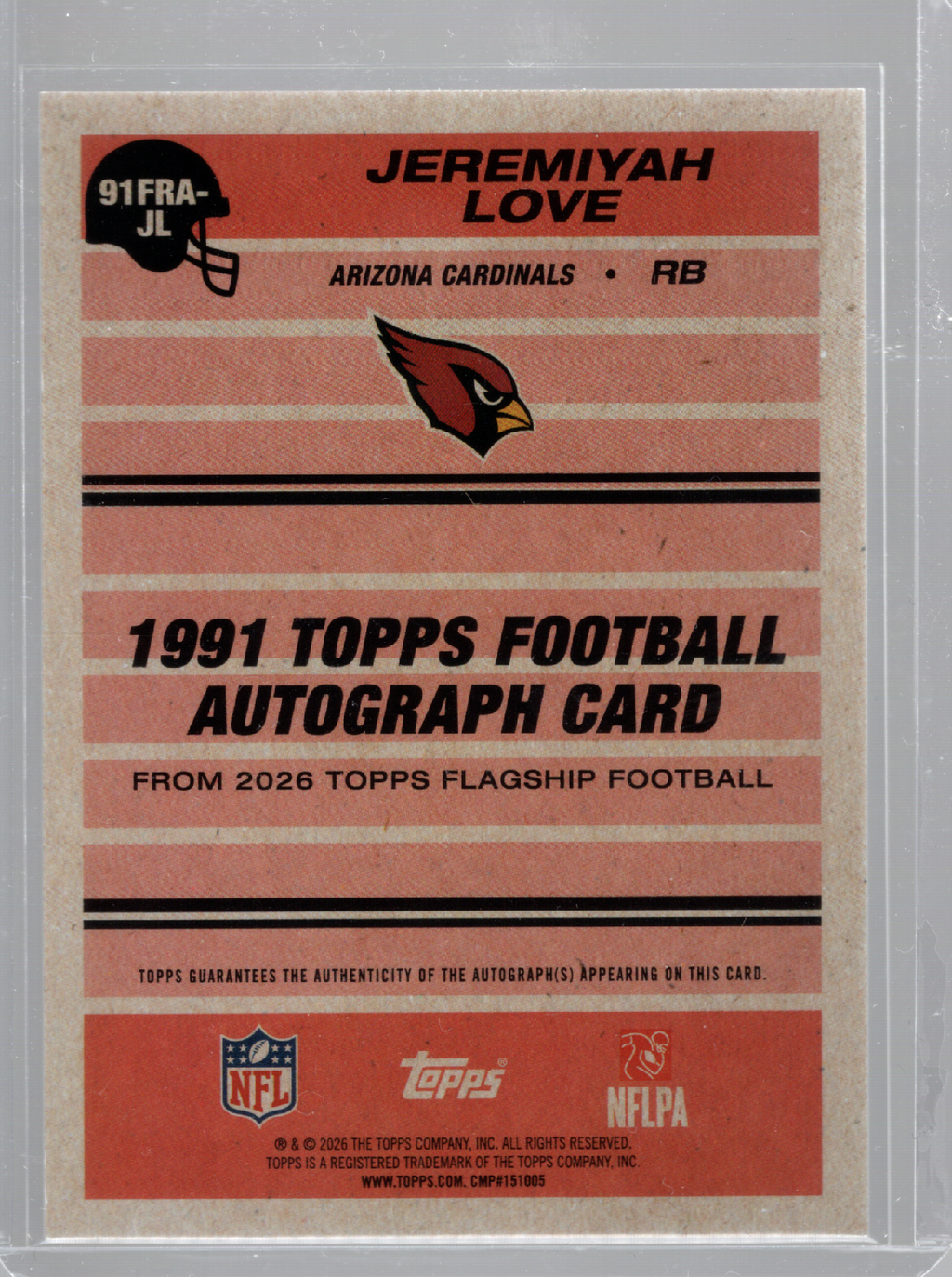 2026 Topps Flagship Jeremiah Love RC Retro Auto Topps 35th Anniversary 91FRA-JL