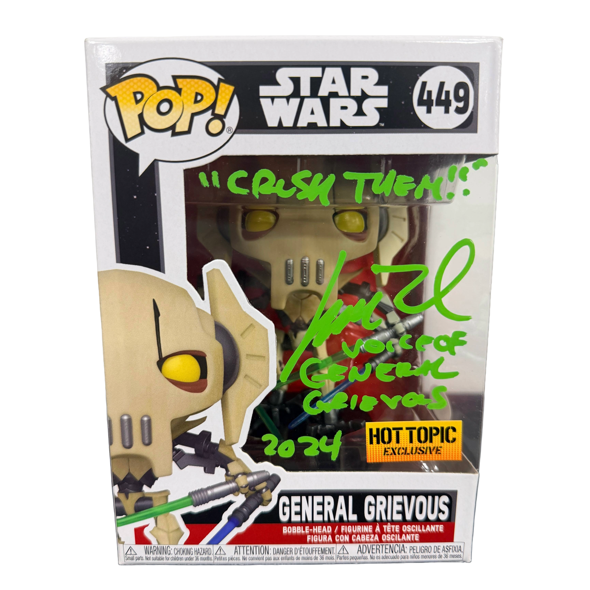 Matthew Wood Signed Funko Pop Hot Topic Exclusive - Star Wars General Grievous #449 (JSA COA)