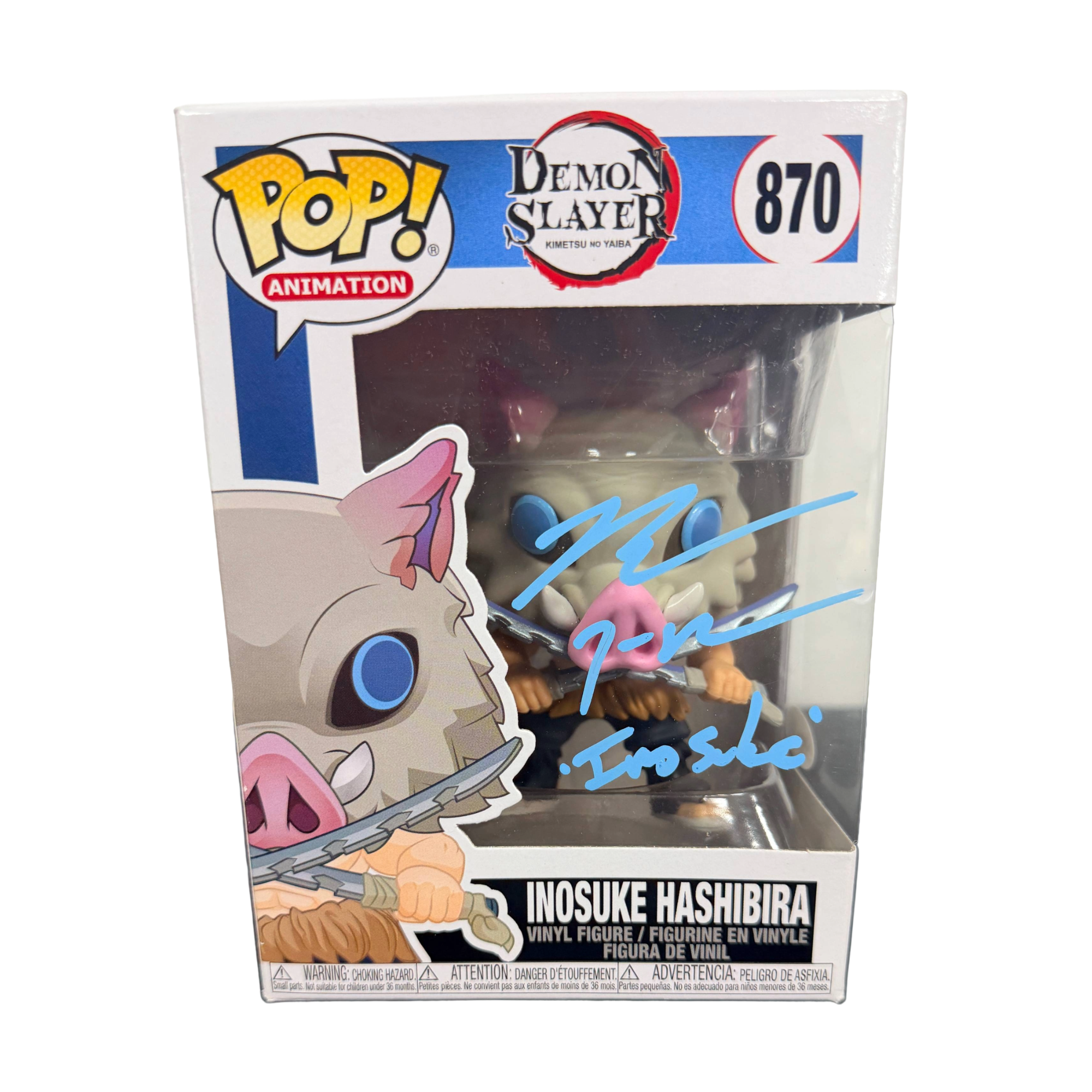 Bryce Papenbrook Signed Funko Pop! – Demon Slayer Inosuke Hashibira #870 (JSA COA)