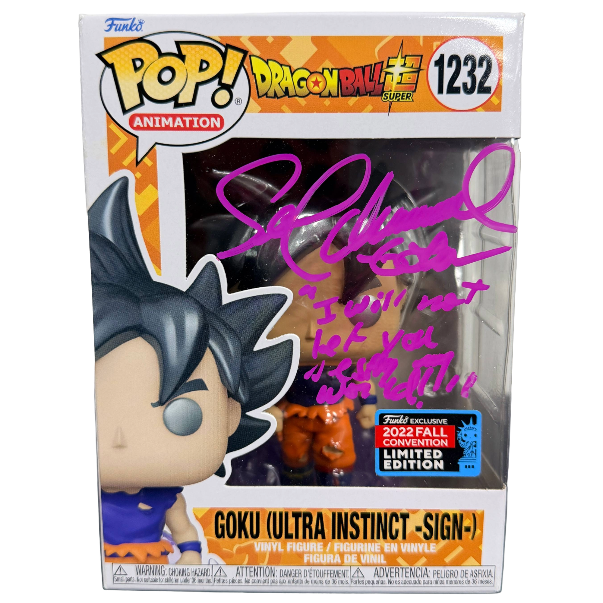 Sean Shemmel Signed Funko Pop! – Dragon Ball Goku (Ultra Instinct -Sign-) #1232 (JSA COA)