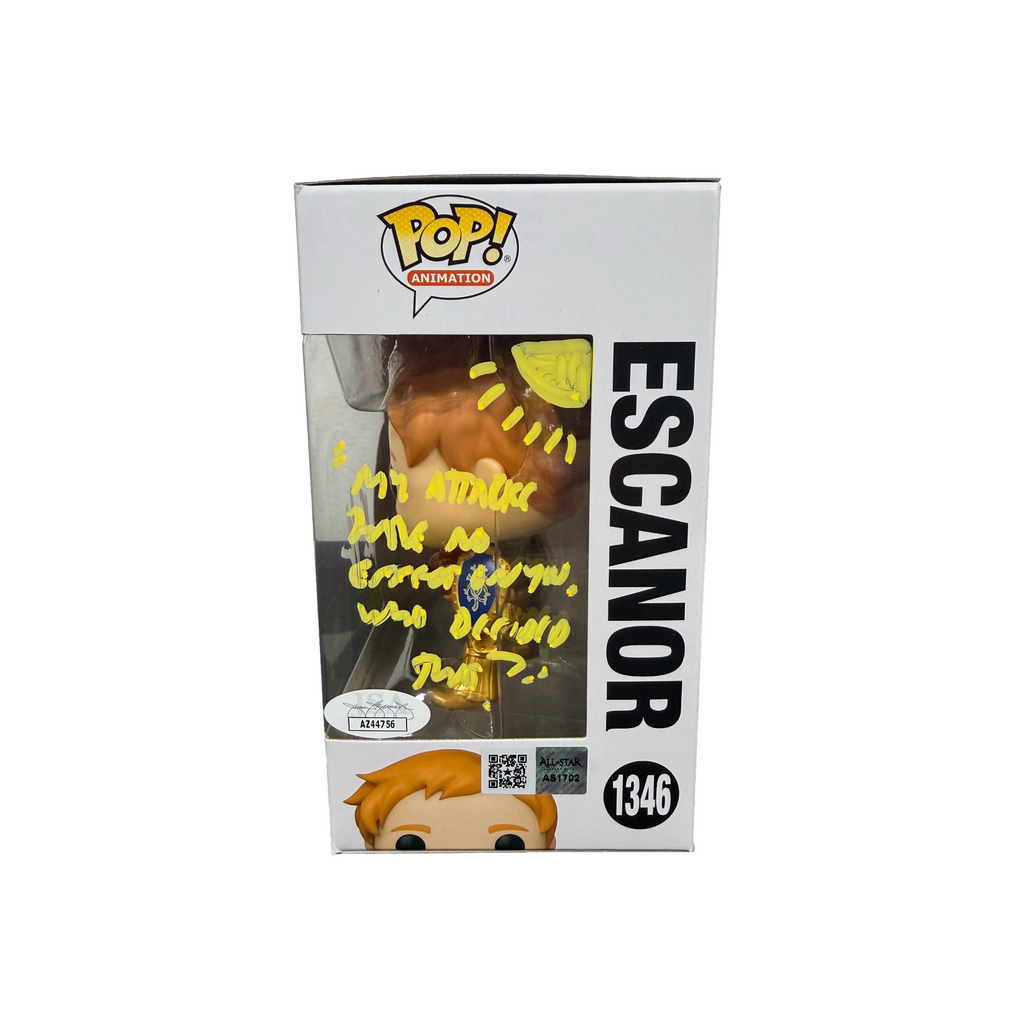 Kyle Herbert Signed Funko Pop! – The Seven Deadly Sins Escanor with Quote & Sketch #1346 (JSA COA)