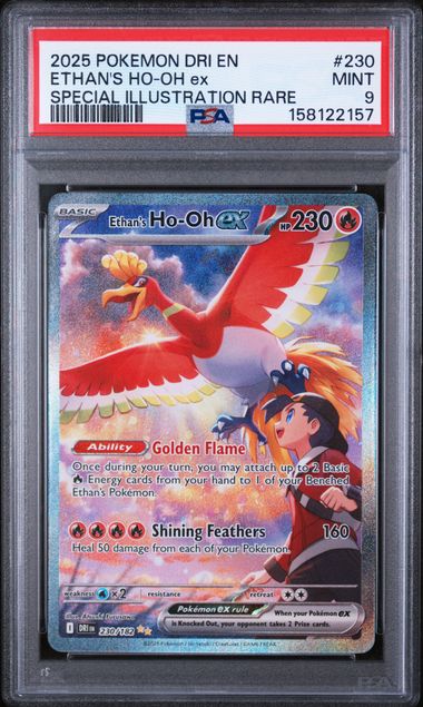 2025 POKEMON DRI EN-DESTINED RIVALS #230 ETHAN'S HO-OH ex SPECIAL ILLUSTRATION RARE PSA 10