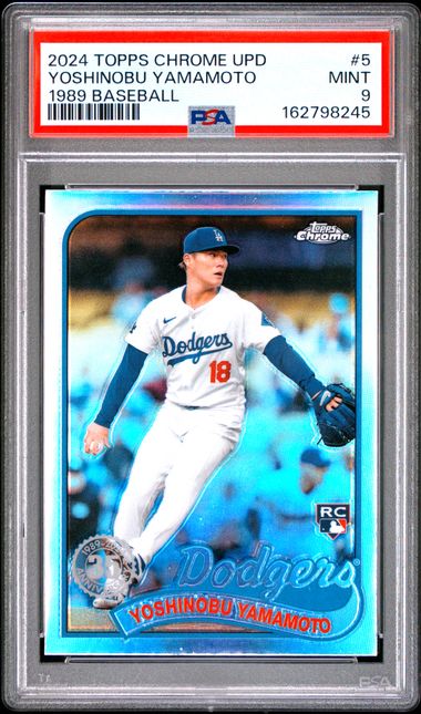2024 TOPPS CHROME UPDATE 1989 TOPPS BASEBALL #5 YOSHINOBU YAMAMOTO PSA 9