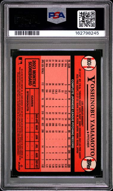 2024 TOPPS CHROME UPDATE 1989 TOPPS BASEBALL #5 YOSHINOBU YAMAMOTO PSA 9