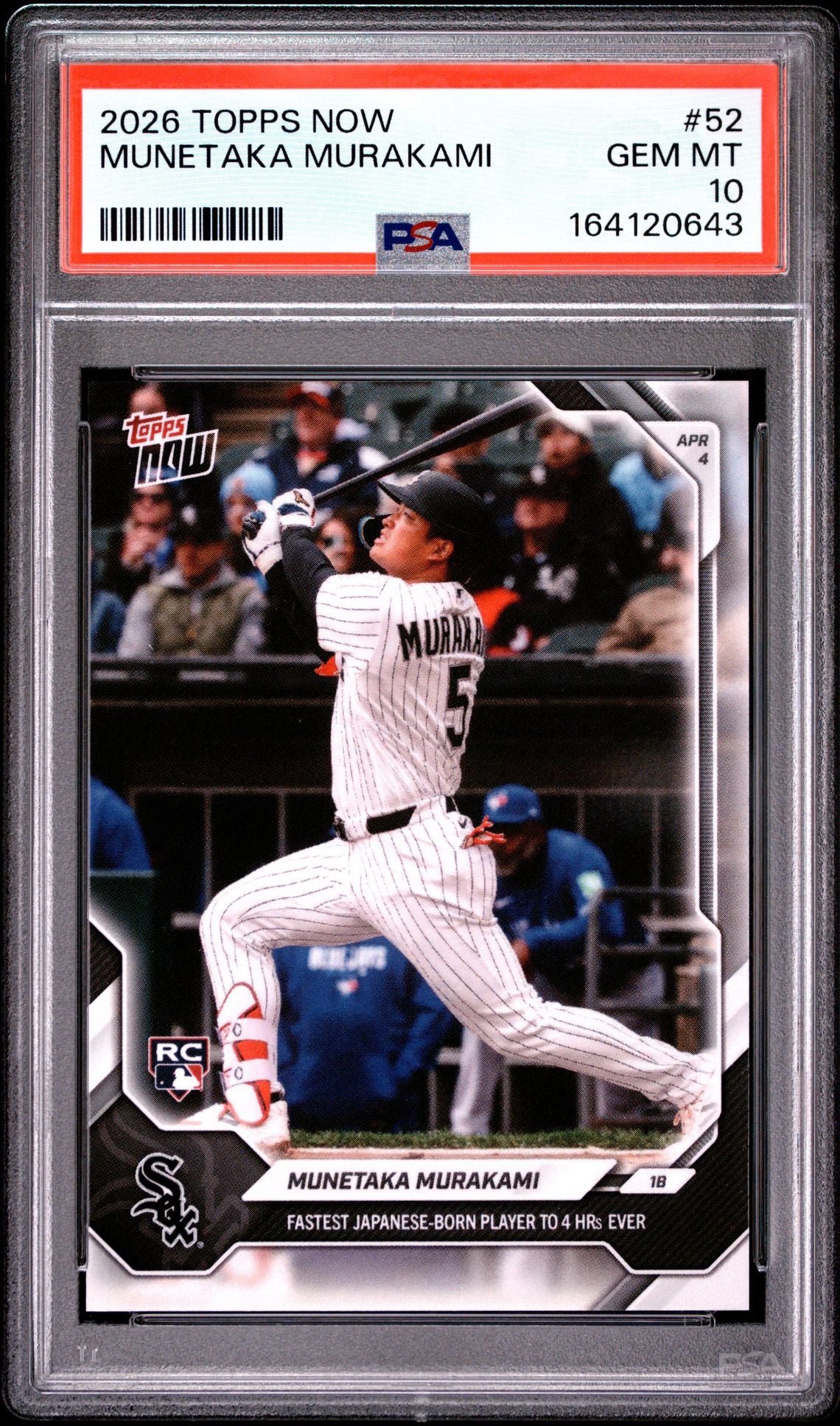 2026 Topps Now Munetaka Murakami PSA 10 Chicago White Sox RC #52