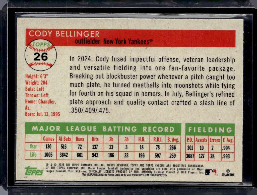 2026 Topps Platinum New York Yankees Cody BELLINGER #26 /75
