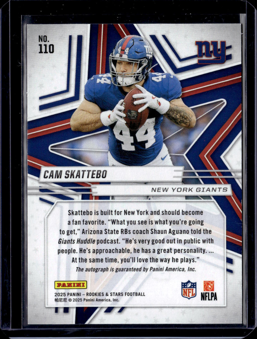 2025 Panini Rookies & Stars Football Cameron Skattebo RC Auto /349