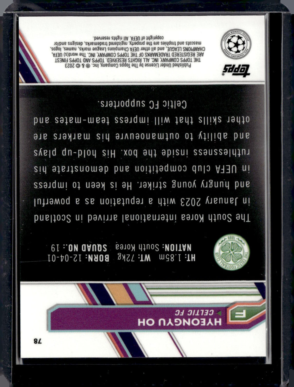 2022-23 Topps Finest UEFA Hyeongyu Oh RC Purple Refractor /299 #78