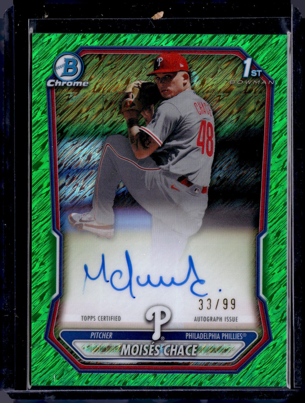2026 Bowman MOISES CHACE 1st Green Shimmer Refractor Auto /99 Phillies SP