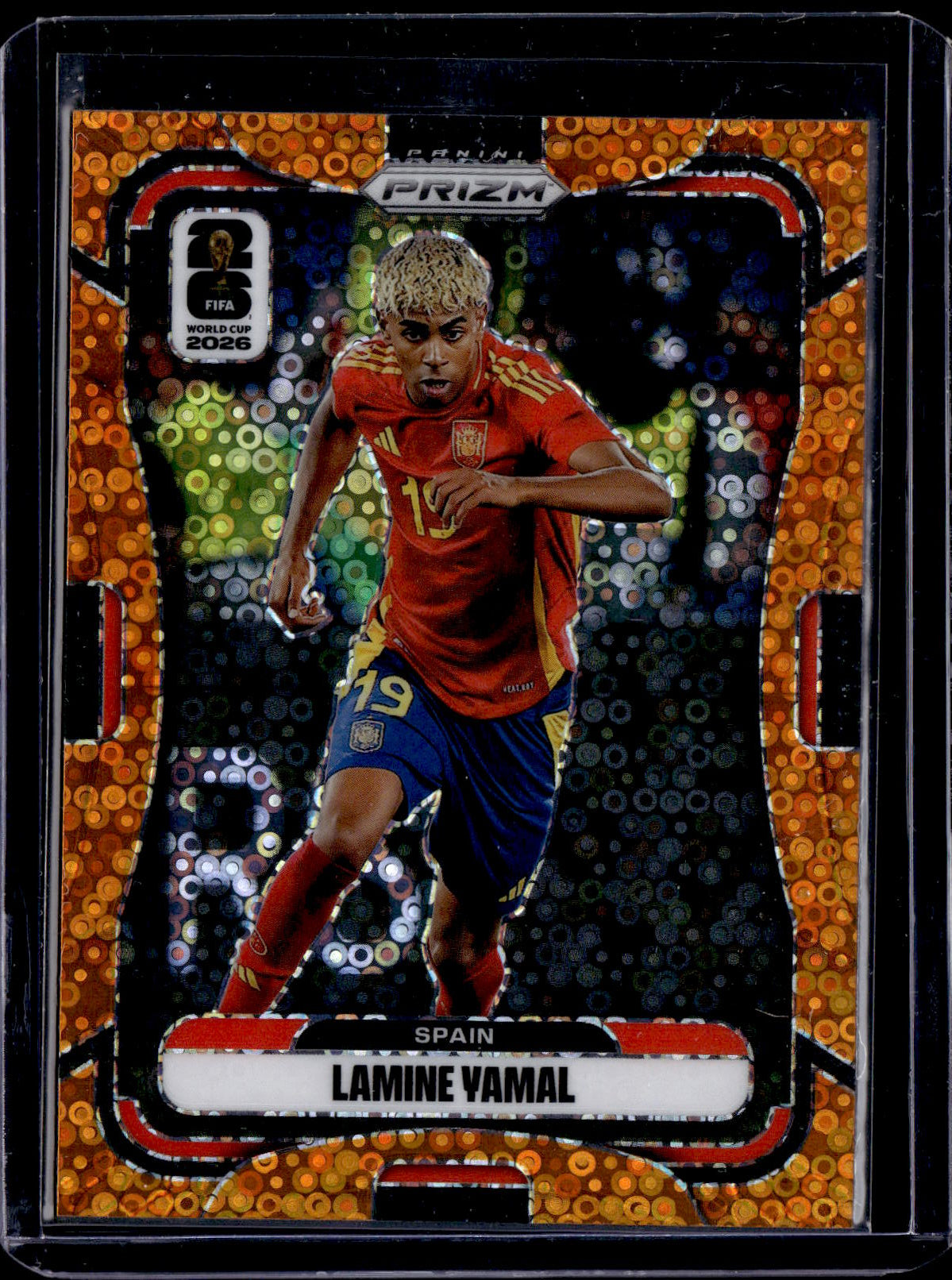 2026 Panini Prizm FIFA World Cup Lamine Yamal /299 Orange Disco