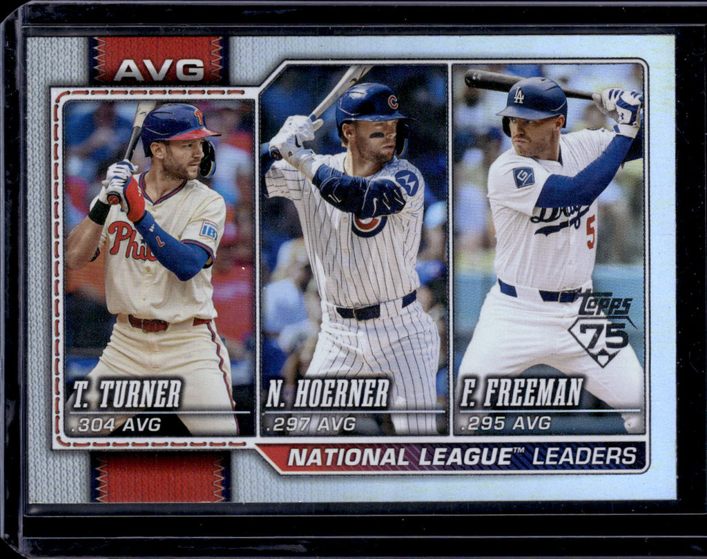 2026 Topps Series 1 National Leage Leaders AVG Turner, Hoerner, Freeman #151