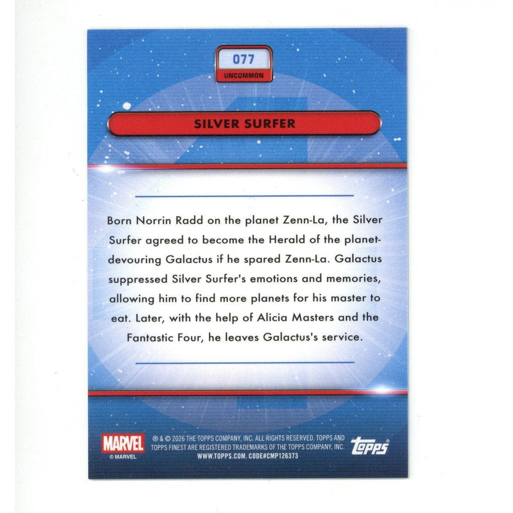 Topps 2026 Finest Marvel Fantastic Four Silver Surfer 077 #022/150