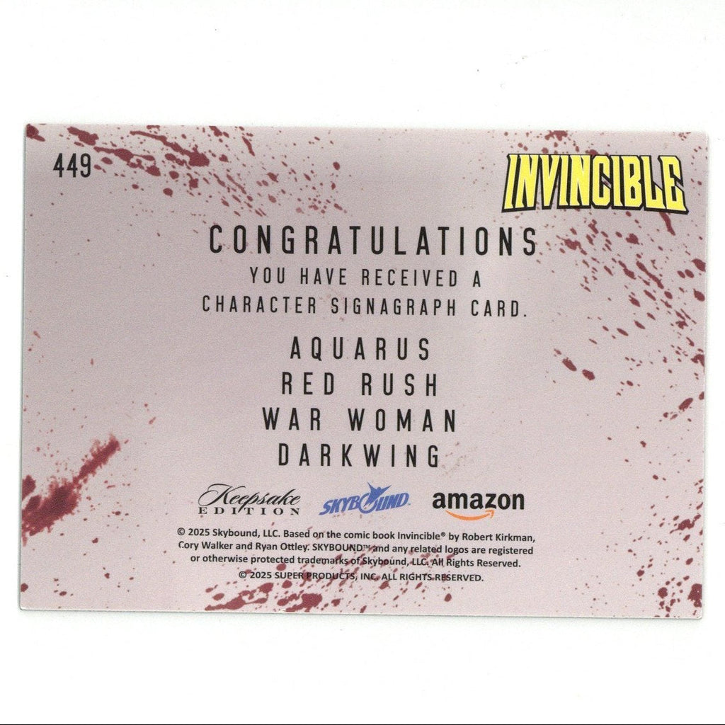 Invincible Quad Character Laser Signagraph 449 Keepsake Edition Skybound Card #09/23