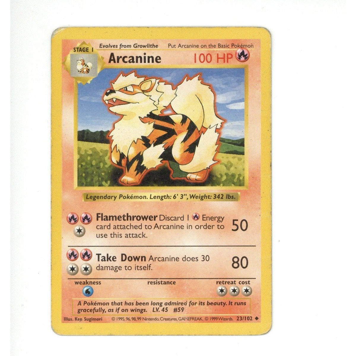 Pokemon Card: Arcanine 23/102 Shadowless (TCG)