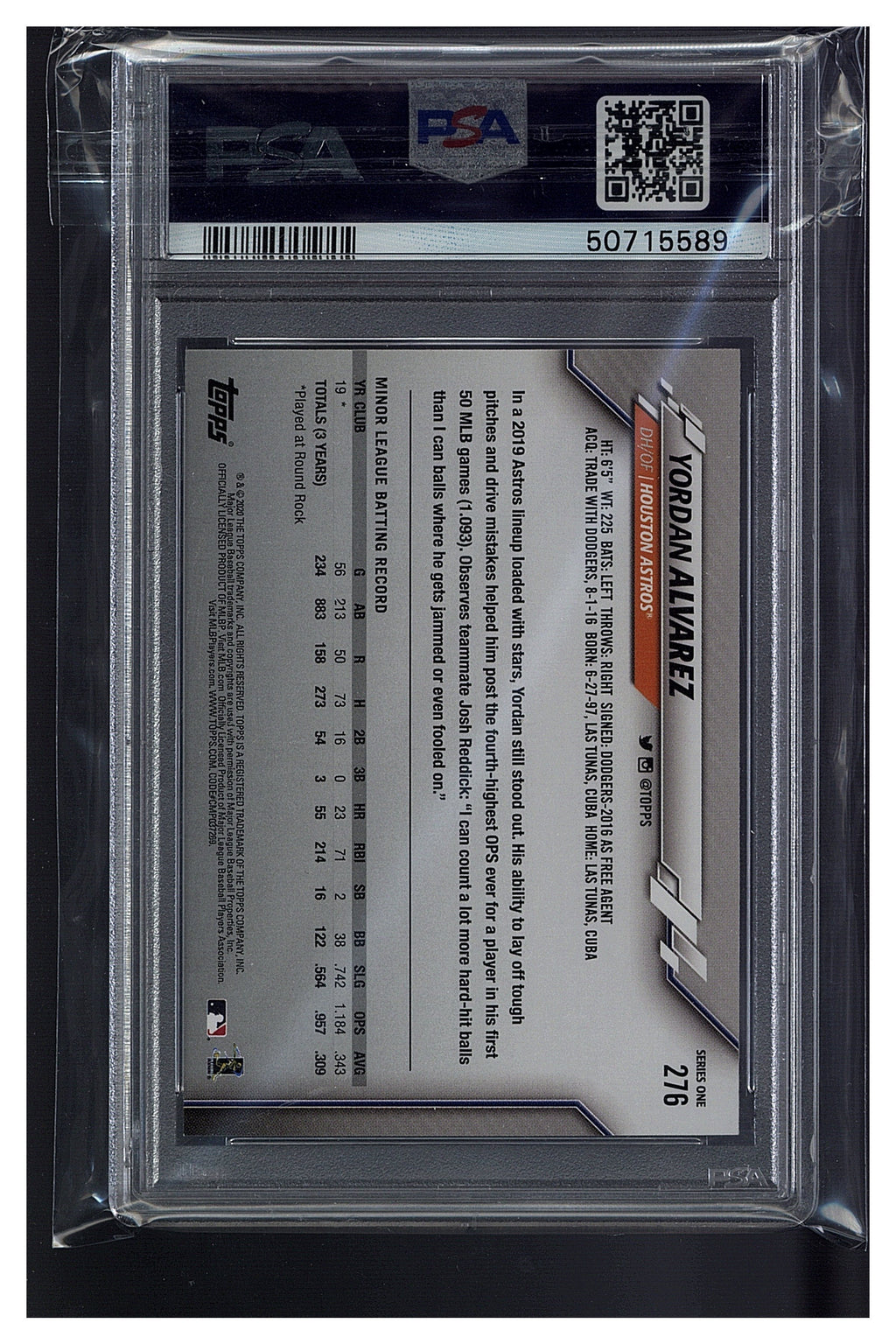 2020 Topps Yordan Alvarez PSA 9